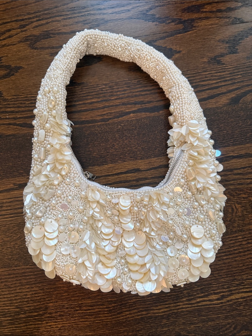 Beaded Ivory Sequin Shoulder Bag